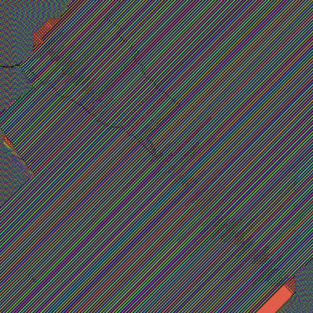 The whole field woven into fine diagonal multicolor twill, like iridescent raw silk.