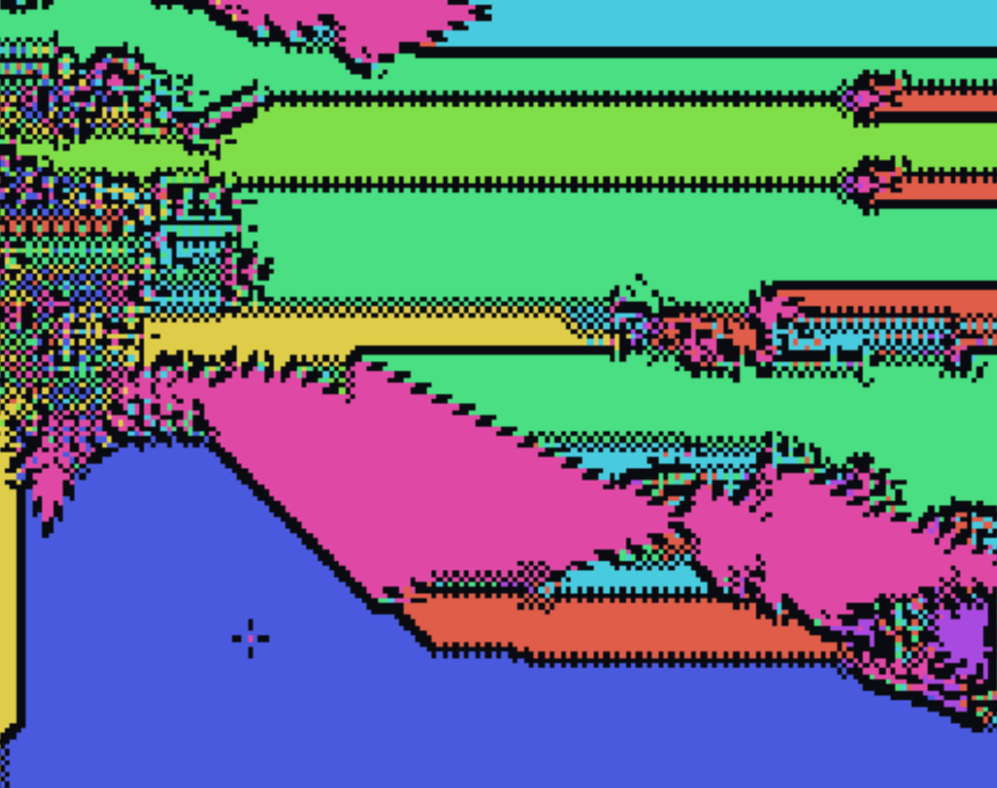 A magenta domain band with feathered, thorny black-cell edges.